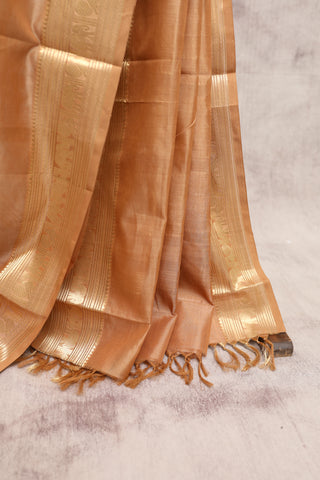 Beige Kanchi Silk Cotton Saree with Jari Border-SRBKSCS37