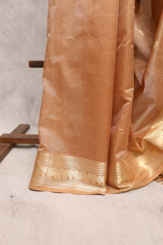 Beige Kanchi Silk Cotton Saree with Jari Border-SRBKSCS37