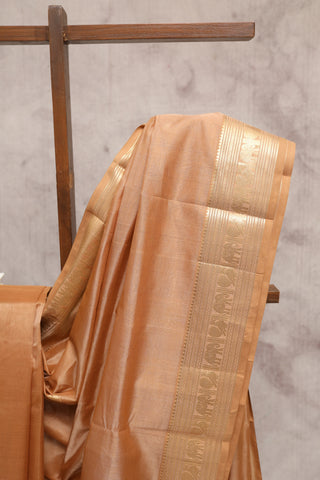 Beige Kanchi Silk Cotton Saree with Jari Border-SRBKSCS37