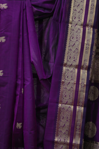 Purple Kanchi Silk Cotton Saree with Jari Border-SRPKSCS91