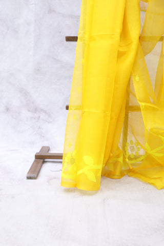 Yellow Muslin Jamdani Saree - SRYMJS58