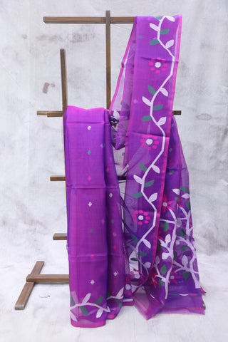 Purple Muslin Jamdani Saree - SRPMJS59