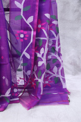 Purple Muslin Jamdani Saree - SRPMJS59