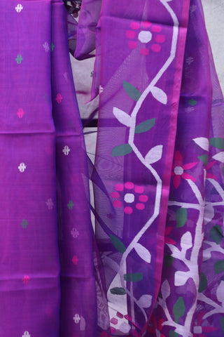 Purple Muslin Jamdani Saree - SRPMJS59