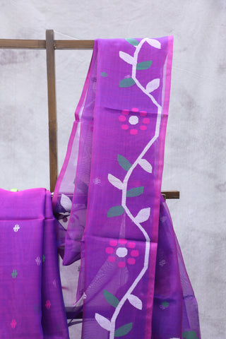 Purple Muslin Jamdani Saree - SRPMJS59