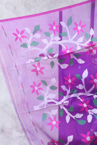 Purple Muslin Jamdani Saree - SRPMJS59