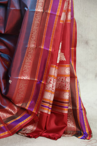 Two Tone Blue Kanjeevaram Silk Saree - SRTTBKSS560