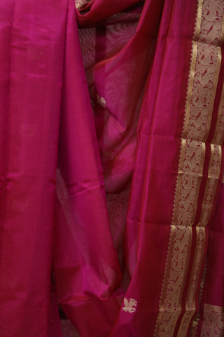 Pink Kanchi Silk Cotton Saree with Jari Border-SRPKSCS102