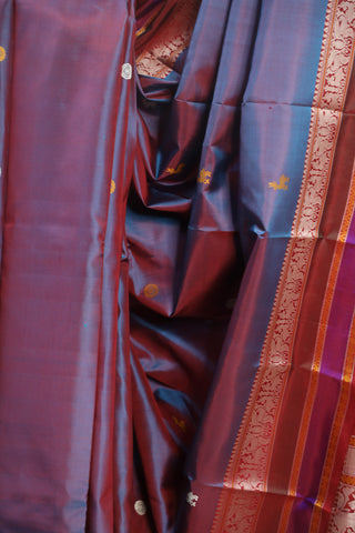 Two Tone Blue Kanjeevaram Silk Saree - SRTTBKSS560