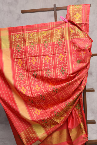 Orange Rajkot Patola Silk Saree-SRORPSS178