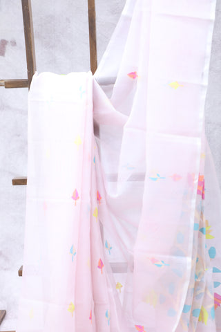 Pastel Pink Muslin Jamdani Saree - SRPPMJS56