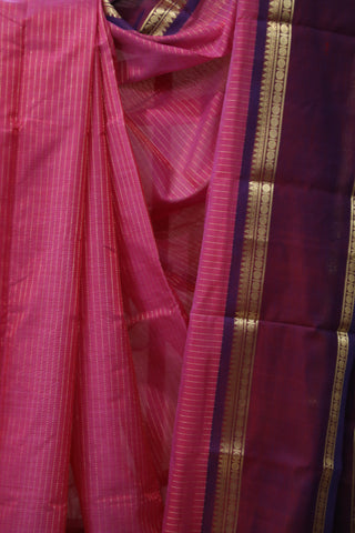 Pink Kanchi Silk Cotton Saree with Jari Border-SRPKSCS88