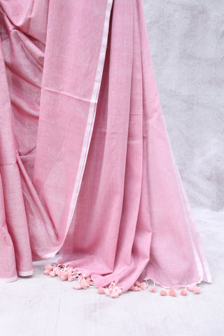 Pink Mulmul Cotton Saree-SRPMCS192