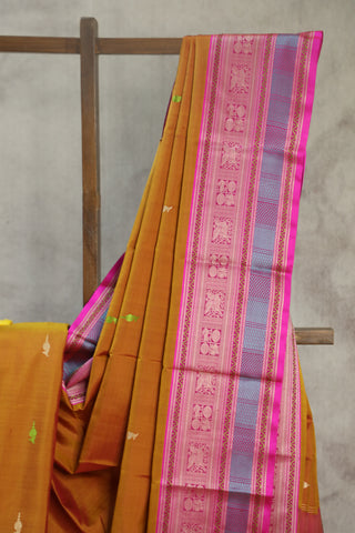 Two Tone Orange Kanjeevaram Silk Saree - SRBOKSS566