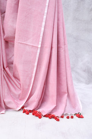 Pink Mulmul Cotton Saree-SRPMCS191