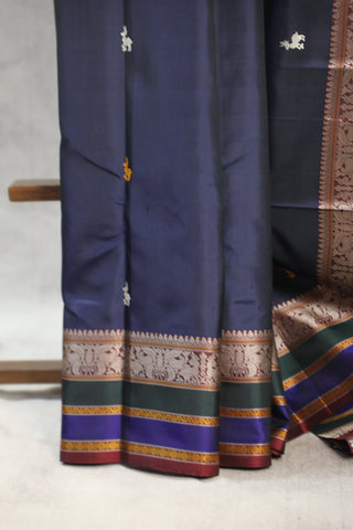 Dark Blue Kanjeevaram Silk Saree - SRDBKSS563