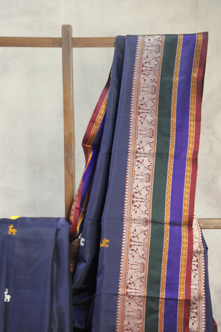 Dark Blue Kanjeevaram Silk Saree - SRDBKSS563