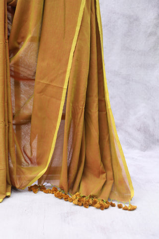 Brick Orange Mulmul Cotton Saree-SRBOMCS187