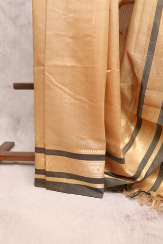 Biscuit Kanchi Silk Cotton Saree with Thread Border-SRBKSCS63