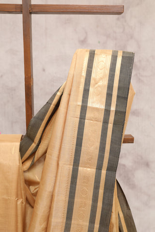 Biscuit Kanchi Silk Cotton Saree with Thread Border-SRBKSCS63