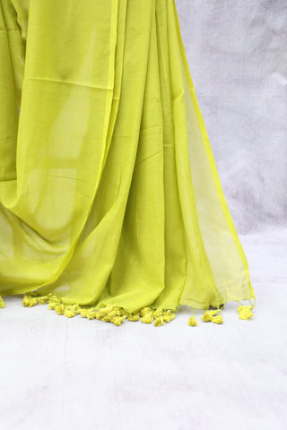 Apple Green Mulmul Cotton Saree-SRAGMCS190