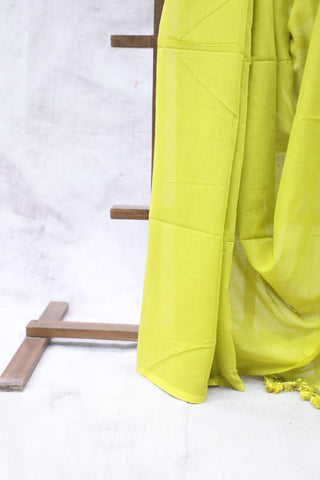 Apple Green Mulmul Cotton Saree-SRAGMCS190