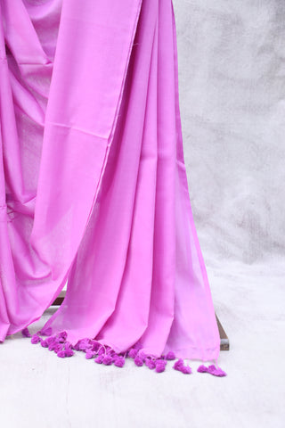 Pink Mulmul Cotton Saree-SRPMCS189