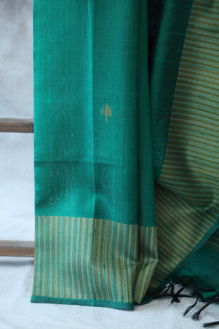 Green Raw Silk Saree - SRGRSS606