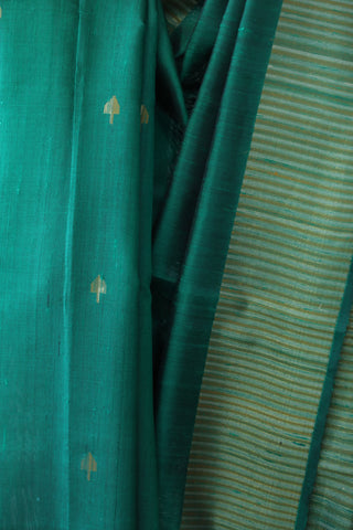 Green Raw Silk Saree - SRGRSS606