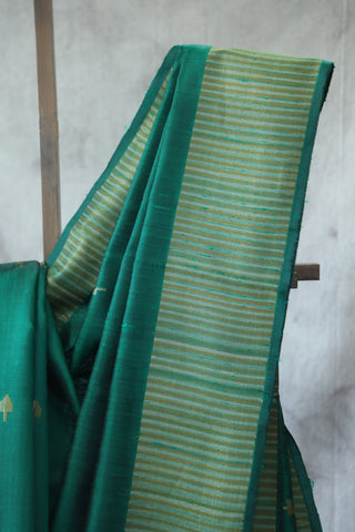 Green Raw Silk Saree - SRGRSS606