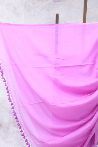 Pink Mulmul Cotton Saree-SRPMCS189