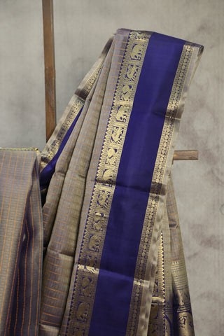 Two Tone Grey Kanjeevaram Silk Saree - SRTTGKSS559