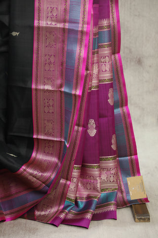 Black Kanjeevaram Silk Saree - SRBKSS558