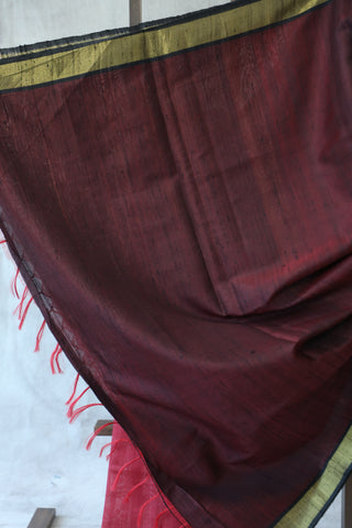 Red Raw Silk Saree - SRRRSS347