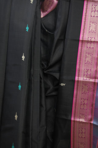 Black Kanjeevaram Silk Saree - SRBKSS558