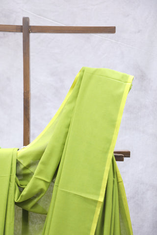 Avocado Mulmul Cotton Saree-SRAMCS188