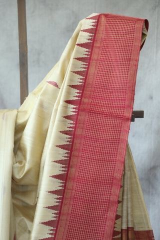 Cream Raw Silk Saree - SRCRSS362