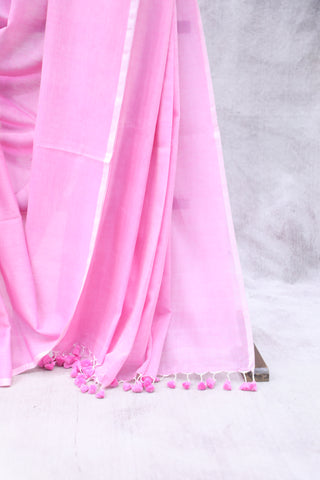 Baby Pink Mulmul Cotton Saree-SRBPMCS184