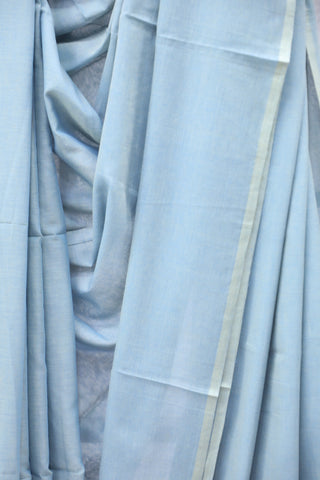 Teal Grey Mulmul Cotton Saree-SRTGMCS180