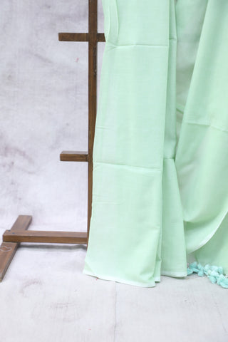 Pastel Green Mulmul Cotton Saree-SRPGMCS182