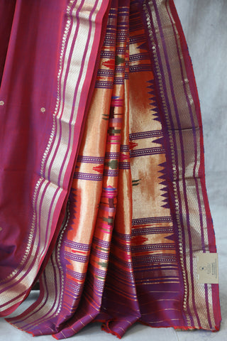 Magenta Cotton Paithani Saree - SRMCPS371