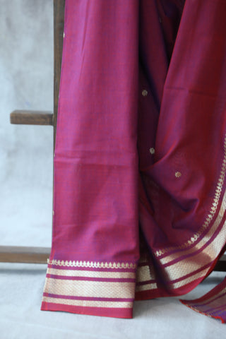 Magenta Cotton Paithani Saree - SRMCPS371