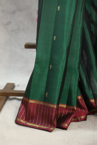 Dark Green Kanjeevaram Silk Saree - SRDGKSS506