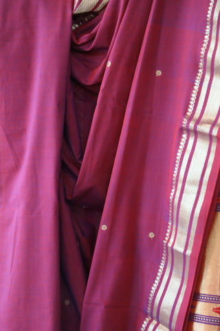 Magenta Cotton Paithani Saree - SRMCPS371