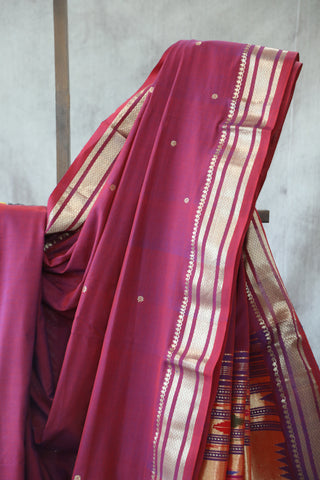 Magenta Cotton Paithani Saree - SRMCPS371