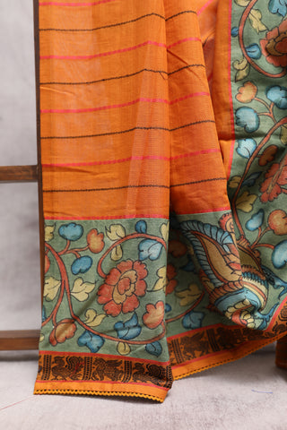 Orange Kanchi Cotton Kalamkaree Saree-SROKCKS241