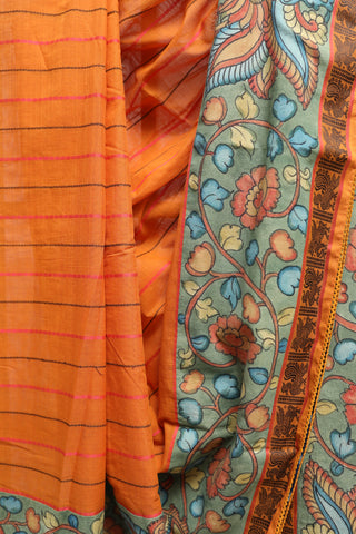 Orange Kanchi Cotton Kalamkaree Saree-SROKCKS241