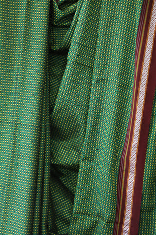 Green Yellow Plain Khun Saree With Maroon Border-SRGYMPKS25EX