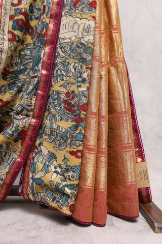 Orange Brick Kanchi Cotton Kalamkaree Saree-SROBKCKS234