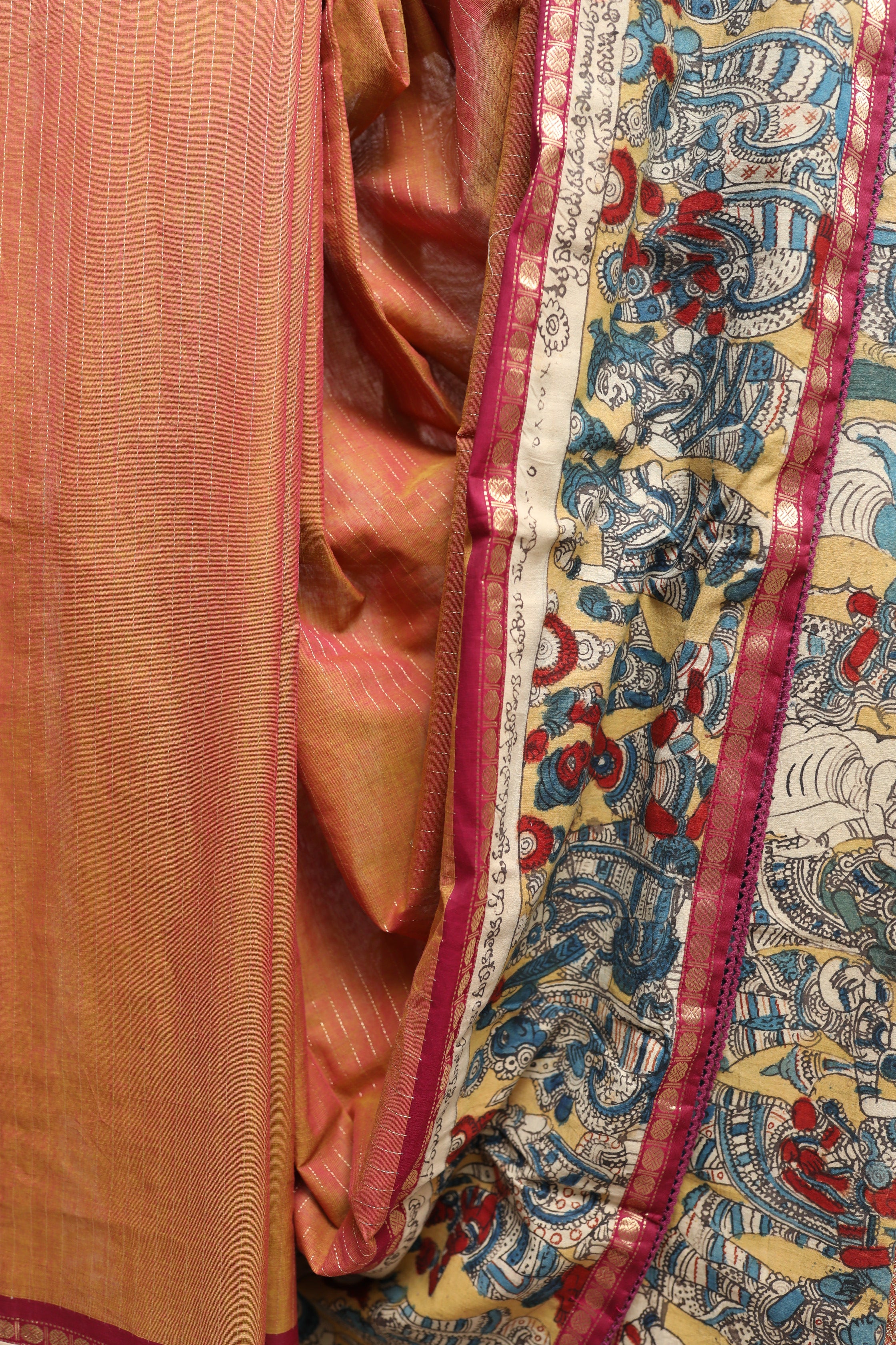 Orange Brick Kanchi Cotton Kalamkaree Saree-SROBKCKS234